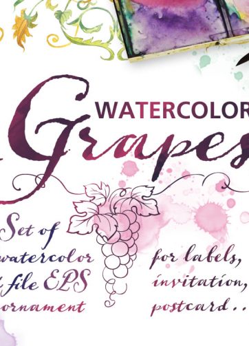 Set watercolor grapes