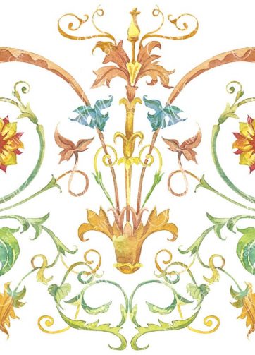 Watercolor illustration Italian baroque ornament