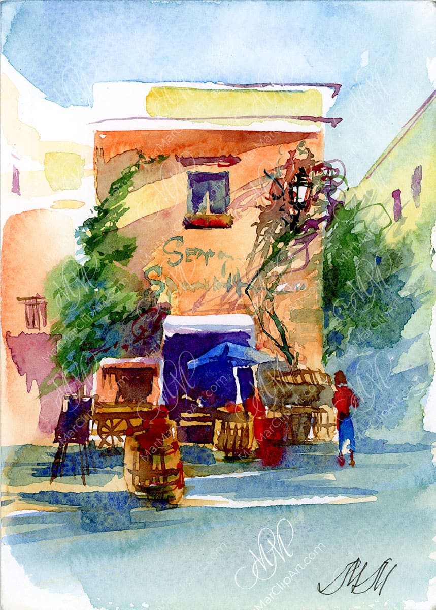 Print of watercolor sketch "Ischia. Forio"