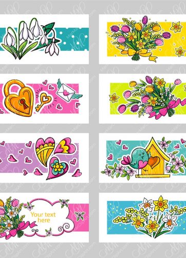 Set of 8 Spring postcards