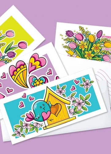 Set of Spring postcards