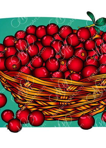 Vector illustration Cranberries in a basket