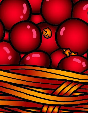 Fragment of vector illustration Cranberries in a basket