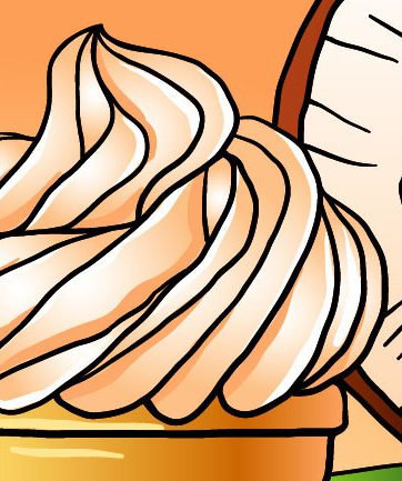 Coconut, ice cream and vanilla fragment of vector illustration