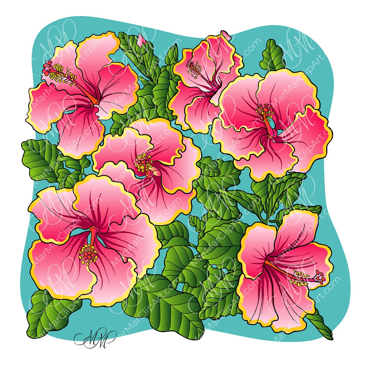 Hibiscus background vector illustration