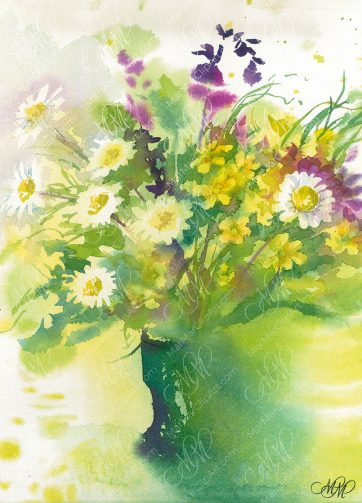 May bouquet watercolor painting