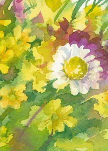 May bouquet fragment of watercolor painting