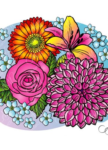 Assorted flower background vector illustration