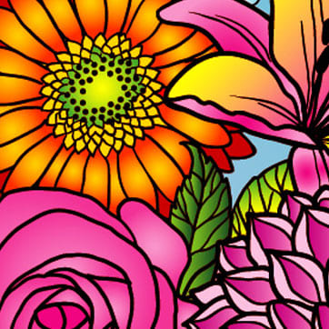 Assorted flower background fragment of vector illustration