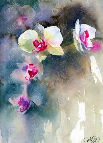 Orchid watercolor study digital file
