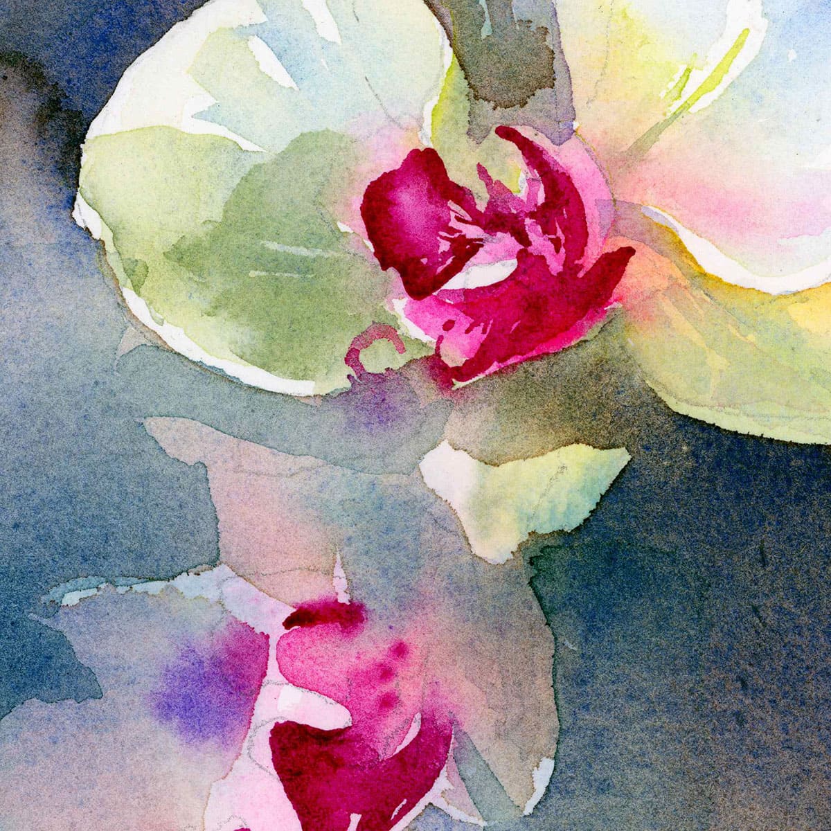 Orchid watercolor study digital file fragment
