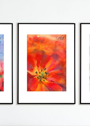 Print Orange tulip watercolor sketch wall art