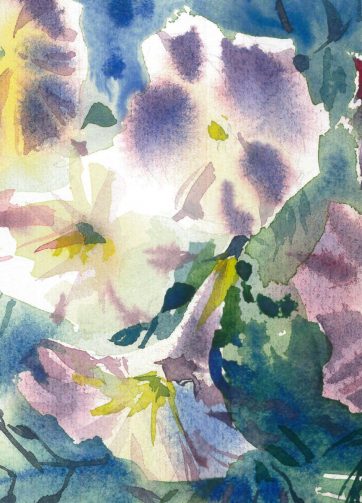 Print Petunia flowers fragment of watercolor painting