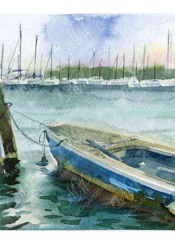 Boat in Chioggia. Watercolor sketch