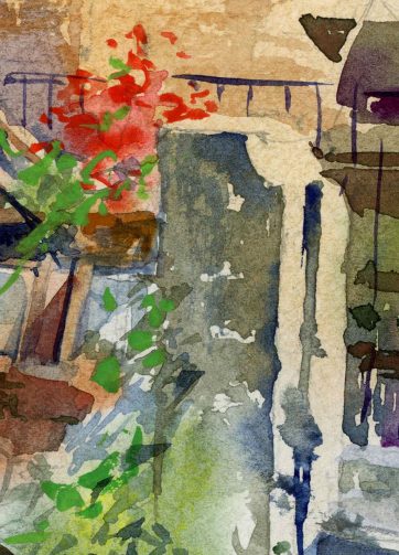Old mill in Dolo. Fragment of Watercolor sketch