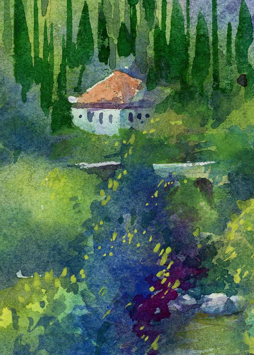 Valle delle Cartiere Fragment of Watercolor sketch