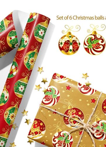 Set: Christmas balls and seamless patterns