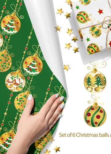 Set of Christmas balls and seamless patterns