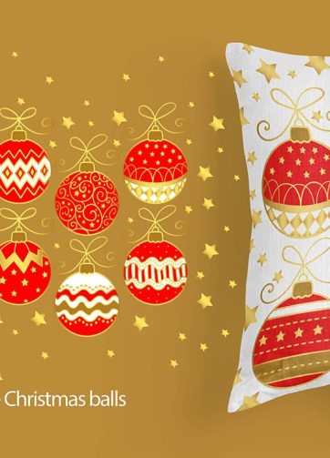 Set of 10 red-gold Christmas balls