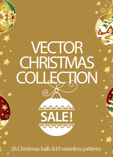 Vector Christmas collection: Christmas balls and seamless patterns