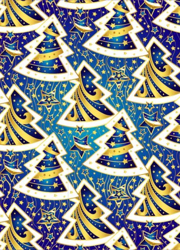 Seamless Christmas pattern: Blue trees and stars