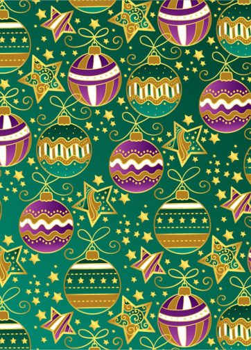 Christmas vector seamless pattern: green balls and stars