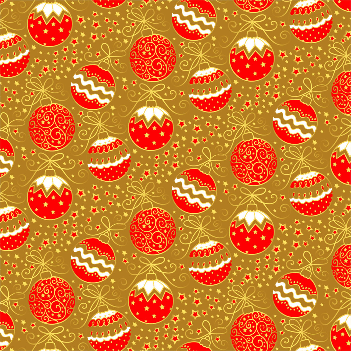 Seamless vector pattern Christmas balls on gold