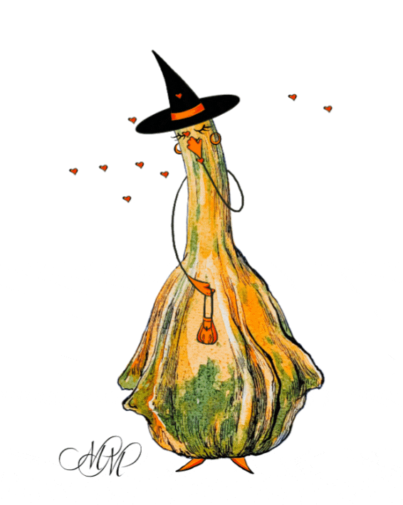 Pumpkin witch. Animated gif file