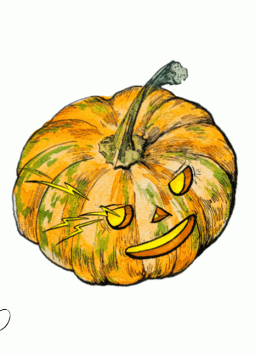 Halloween pumpkin emits lightning. Animated gif file