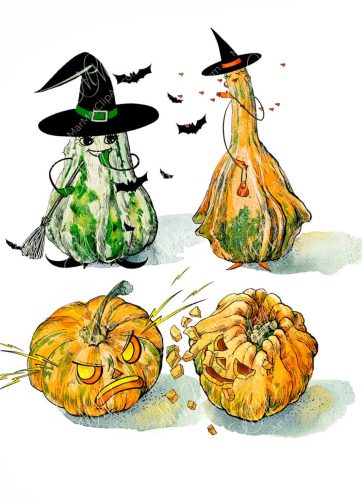 Set of Pumpkin characters 4 animated gif
