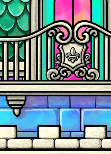 Blue castle vector and pixel illustration fragment