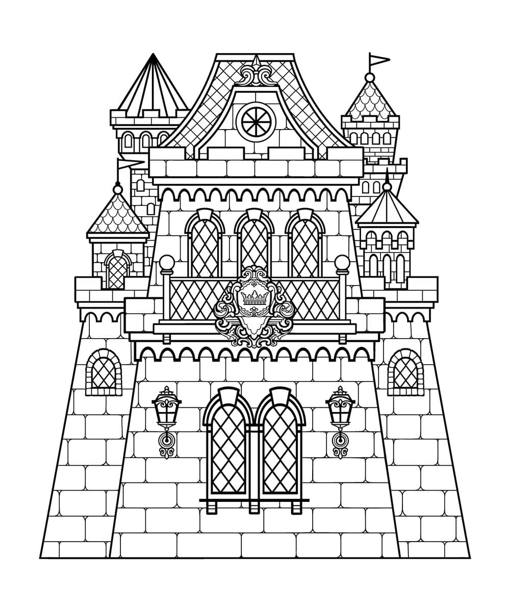 Orange castle white black vector illustration