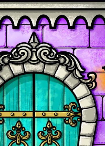 Violet castle vector and pixel illustration fragment