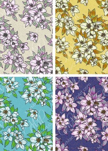 Seamless vector pattern Jasmine in 4 color options