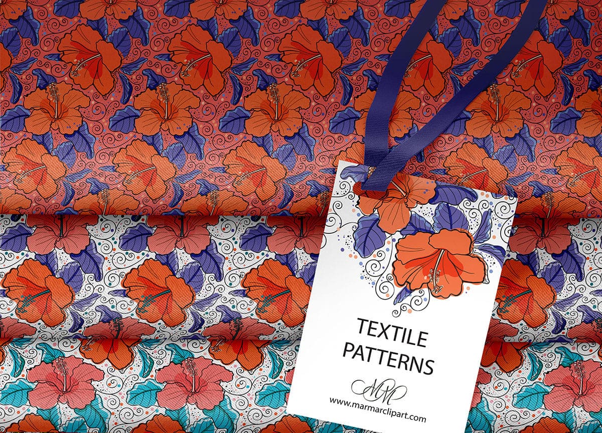 Textile patterns Hibiscus seamless pattern