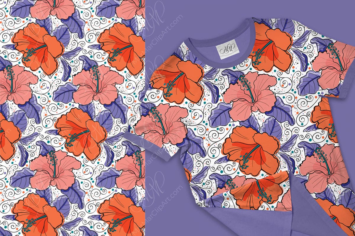 Textile patterns Hibiscus seamless vector pattern