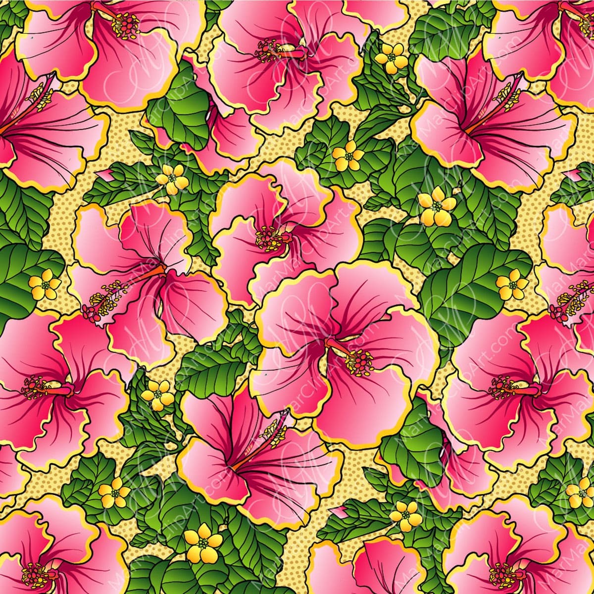 Hibiscus vector illustration. Seamless pattern
