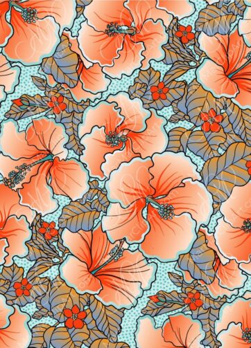 Hibiscus seamless pattern in 4 color options