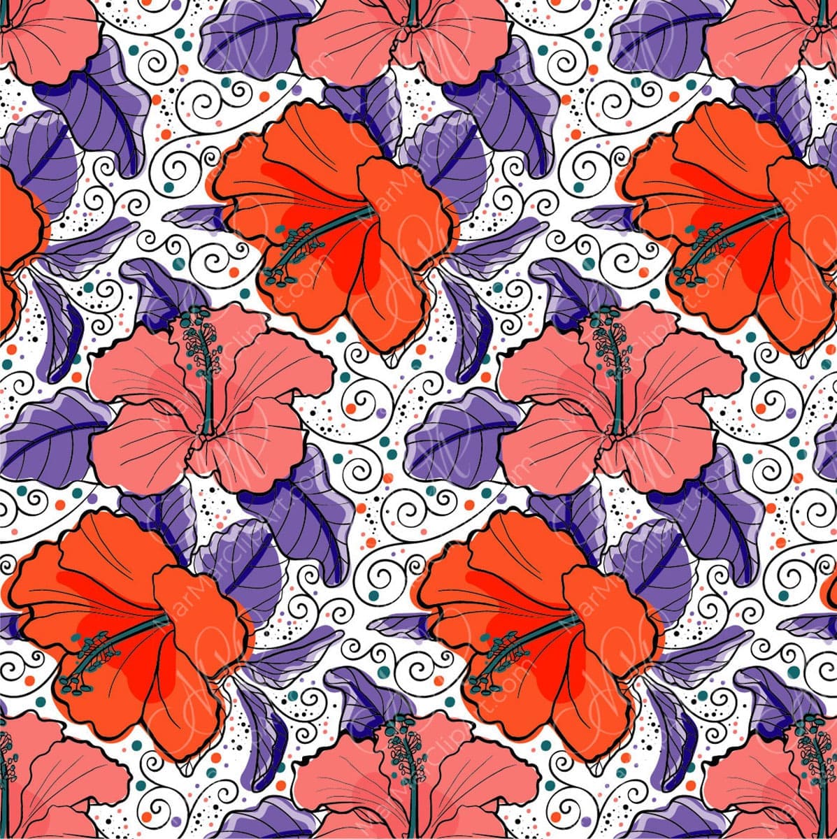 Floral seamless patterns Hibiscus