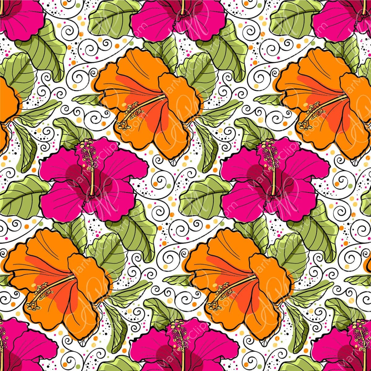 Floral vector patterns Hibiscus