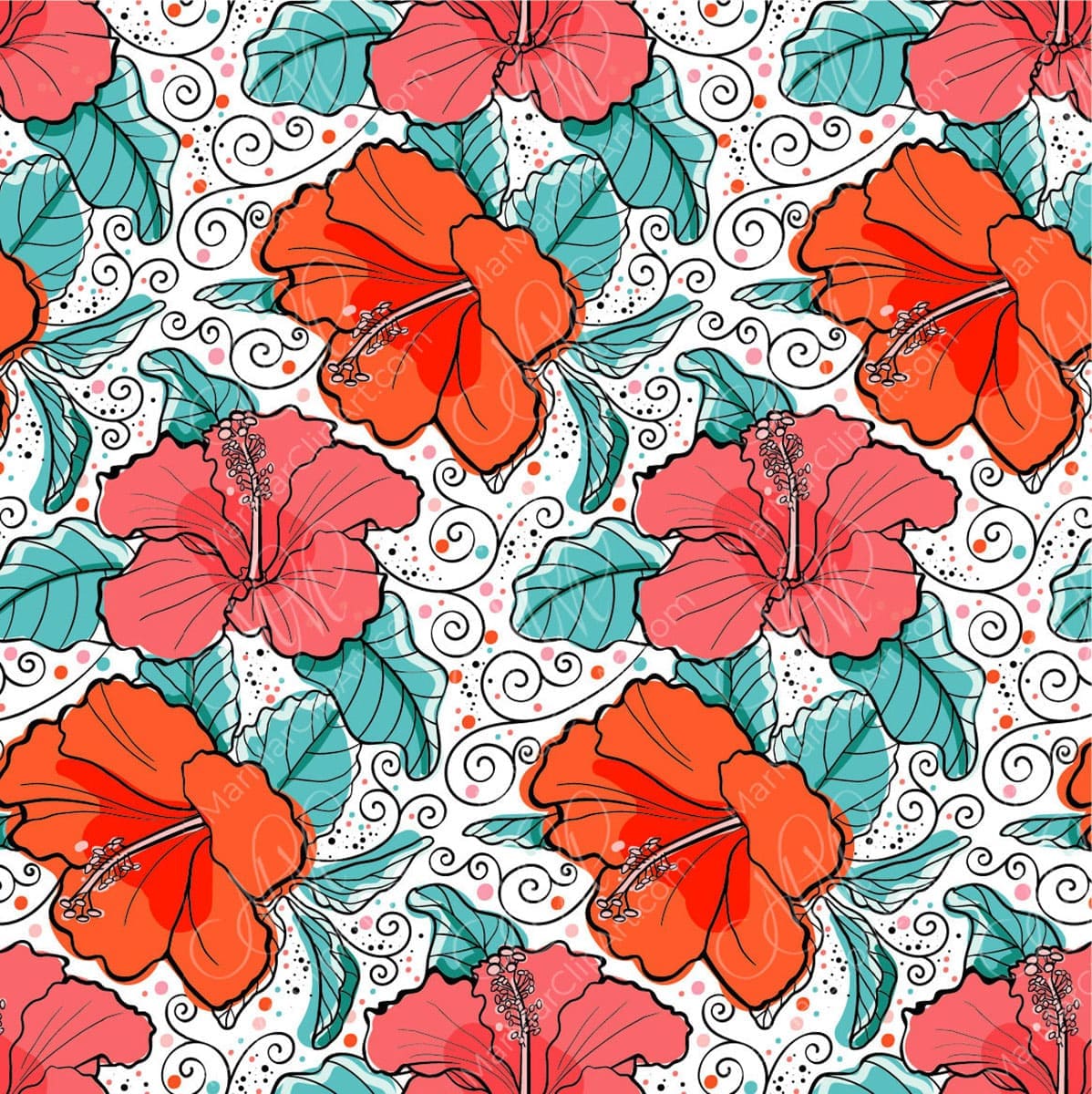 Floral seamless vector patterns Hibiscus