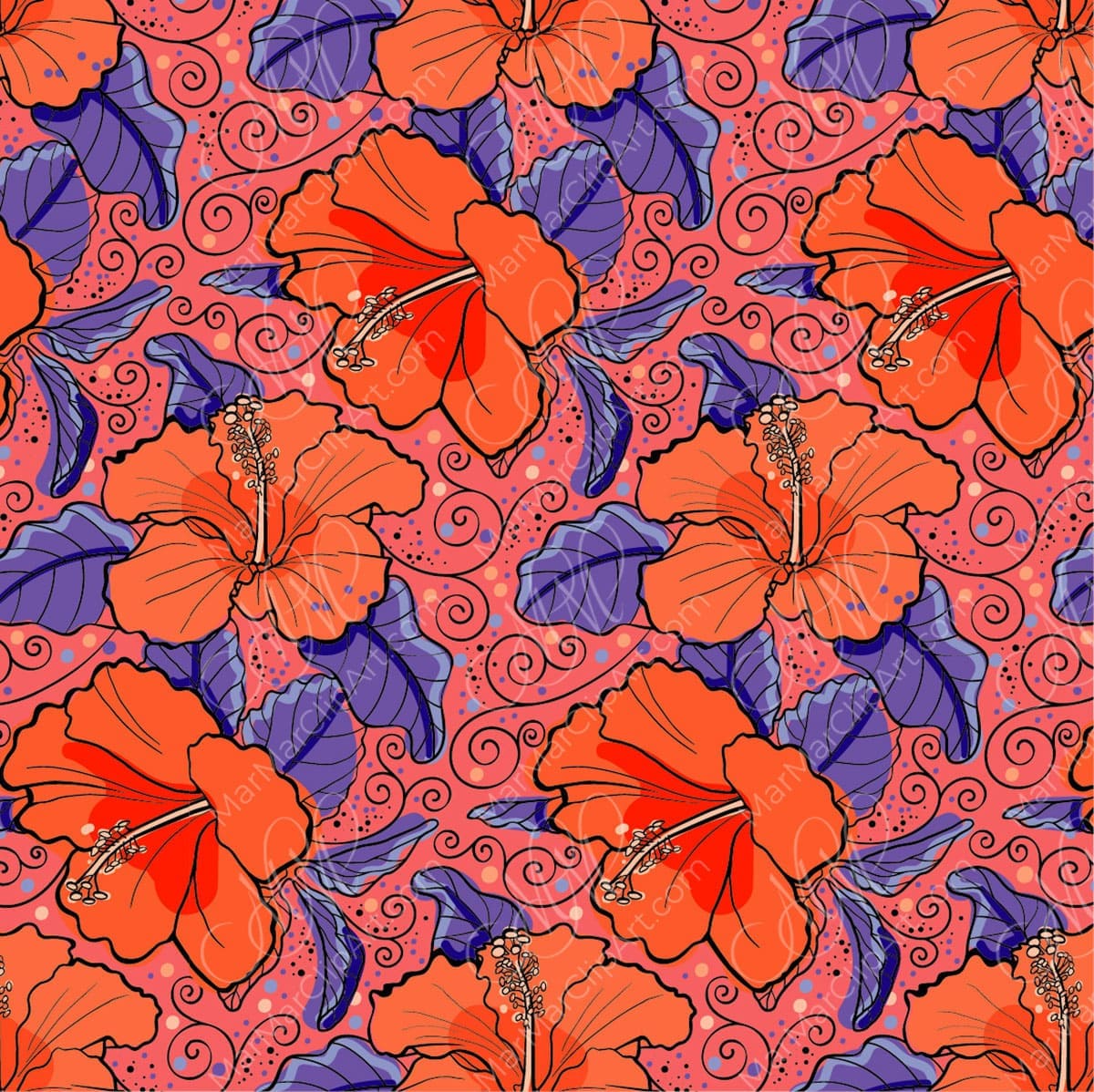 Floral seamless patterns Hibiscus