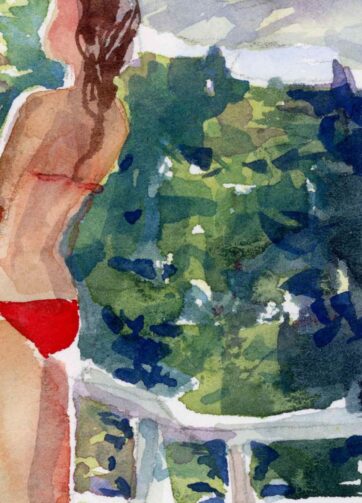 Source of the Nymphs Nitrodi. Ischia. Fragment of Watercolor sketch
