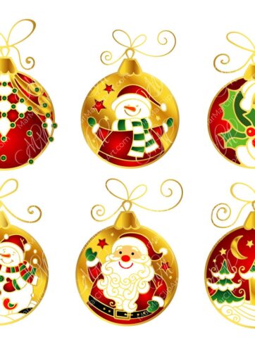 Santa Claus Christmas balls vector set