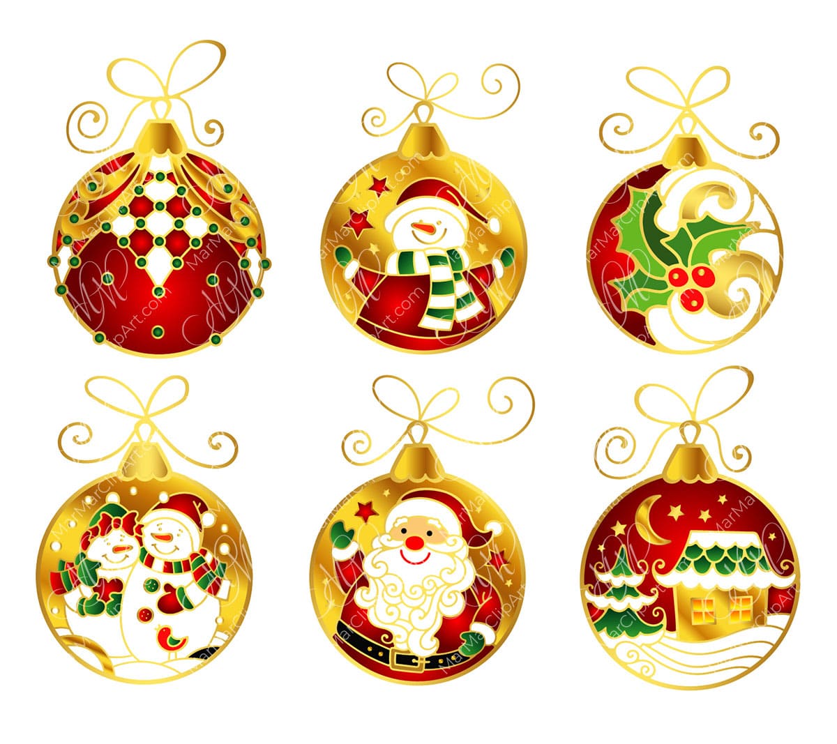 Santa Claus Christmas balls vector set