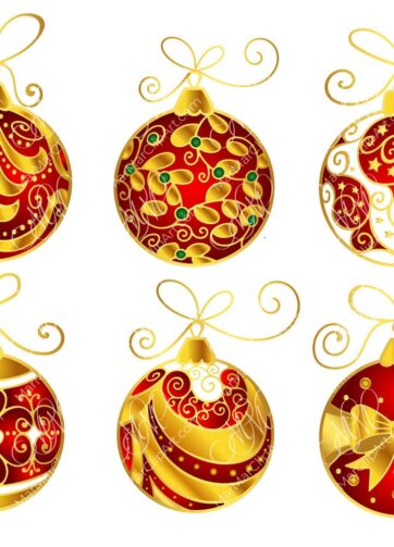 Set of vector red-gold Christmas balls