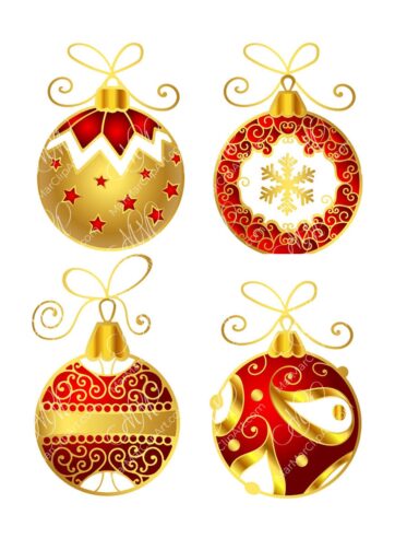 Set of ornamental red-gold Christmas balls