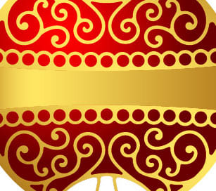 Set of ornamental red-gold Christmas balls fragment